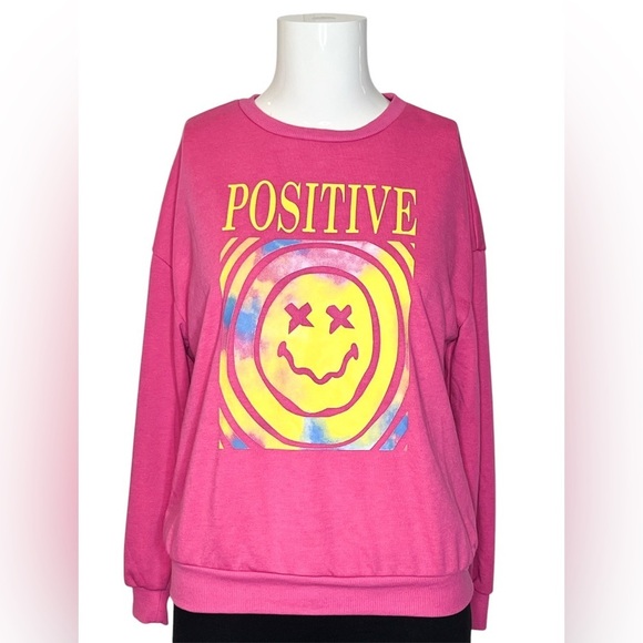 5 FOR $20 Pink Positive Graphic Sweatshirt - Picture 1 of 5